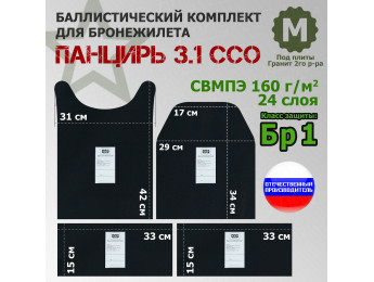 Комплект баллистических пакетов для плитника "Панцирь 3.1" (размер М) от ССО. Класс защитной структуры Бр 1.